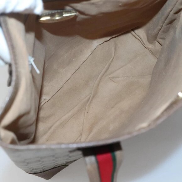 GUCCI GG Plus Supreme Web Sherry Line Tote Bag PVC Beige Red Auth bs26416 - Picture 13 of 16